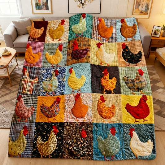 🐔Vintage Flanelldecke mit Hühnermuster