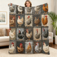 🐔Vintage Flanelldecke mit Hühnermuster