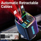 ⏳Zeitlich begrenztes Angebot: 50 % Rabatt⏰Schnelllade-Autoladegerät mit 7-in-1-Kabel, ausziehbarem Stecker und Spannungsanzeige – USB-C für Android & Lightning für Apple🔋📱
