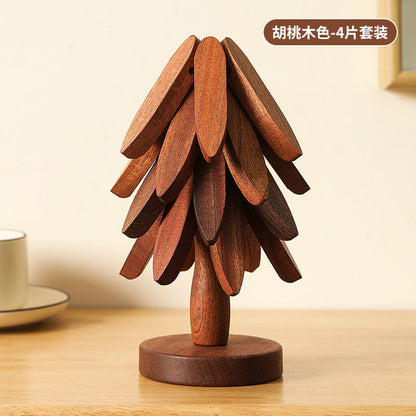 🧑‍🎄Heißer Weihnachtsverkauf🎄🎄Isolierte Untersetzer Massivholz-Weihnachtsbaum-Untersetzer