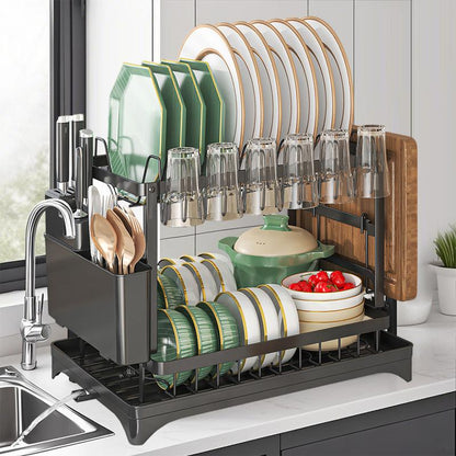 🍽️💧 2-in-1 Geschirr-Abtropfregal mit Ablaufschale – maximale Fläche, minimaler Platz, schnell trocken ⚡⏰ 50% Rabatt – letzte Chance!