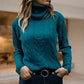 Einfarbiger, langärmliger Rollkragenpullover aus Strick für Damen