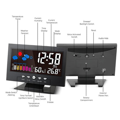 ✨⏰ Letzter Tag der Aktion 50 % 🔥 Digitaler LED-Temperatur- und Luftfeuchtigkeitsmesser Wettervorhersage LED-Zähler Wecker