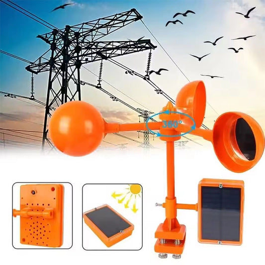 Vogelscheuche mit Reflektor und Windmaschine mit Sound