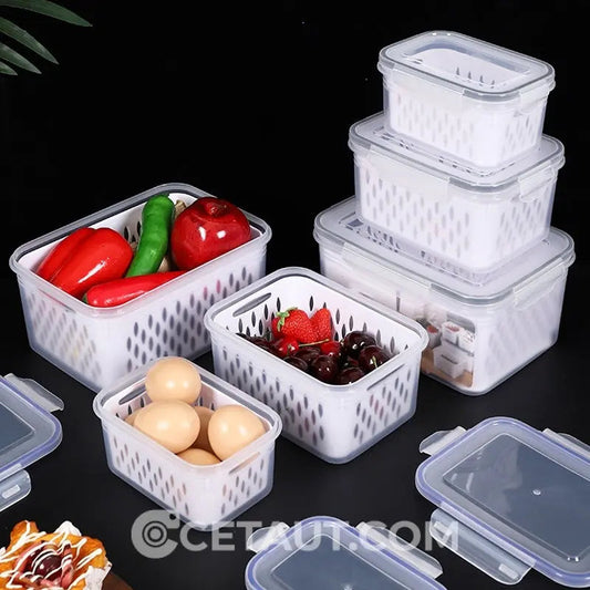 🔥LIMITIERTES ANGEBOT 🧩Frische bewahren, Chaos vermeiden – dein intelligentes Aufbewahrungsset🥗3 Stück Obstaufbewahrungsbehälter-Set für den Kühlschrank mit abnehmbarem Sieb