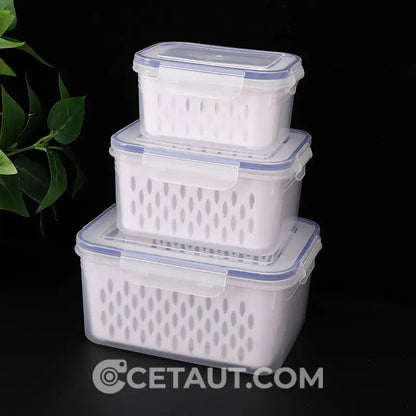 🔥LIMITIERTES ANGEBOT 🧩Frische bewahren, Chaos vermeiden – dein intelligentes Aufbewahrungsset🥗3 Stück Obstaufbewahrungsbehälter-Set für den Kühlschrank mit abnehmbarem Sieb