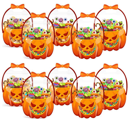 💥  🎃 Halloween-Geschenktüten – 10 Stück, transparentes Kürbis-Design. Mit Reißverschluss & stabilem Henkel. PP-Material. Perfekt für Trick-or-Treat & Party-Goodies 🍬