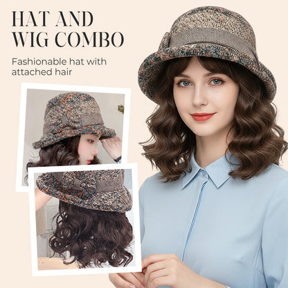 Bucket Hat with Attached Short Curly Wig