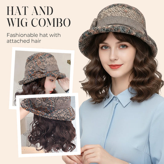 Bucket Hat with Attached Short Curly Wig
