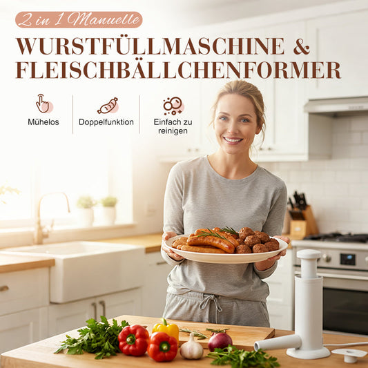 2-in-1 Manuelle Wurstfüllmaschine & Fleischbällchenformer