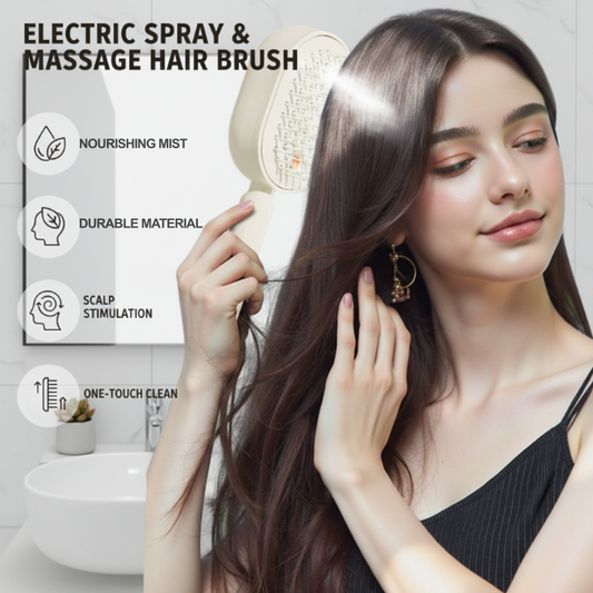 Elektrische Massage-Haarbürste mit Sprühfunktion