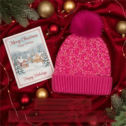 📢📢49 %  RABATT !! ⏰Wintermütze mit Quaste und glitzernden Pailletten