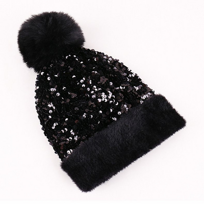 📢📢49 %  RABATT !! ⏰Wintermütze mit Quaste und glitzernden Pailletten
