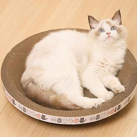 Multi-Functional Bowl-Shaped Corrugated Cat Scratcher