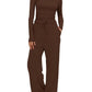 🔥LETZTER TAG 50 % RABATT👚2-teiliges Lounge-Set für Damen: Oberteil mit Rüschen & Hose mit weitem Bein💕