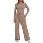 🔥LETZTER TAG 50 % RABATT👚2-teiliges Lounge-Set für Damen: Oberteil mit Rüschen & Hose mit weitem Bein💕