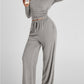 🔥LETZTER TAG 50 % RABATT👚2-teiliges Lounge-Set für Damen: Oberteil mit Rüschen & Hose mit weitem Bein💕