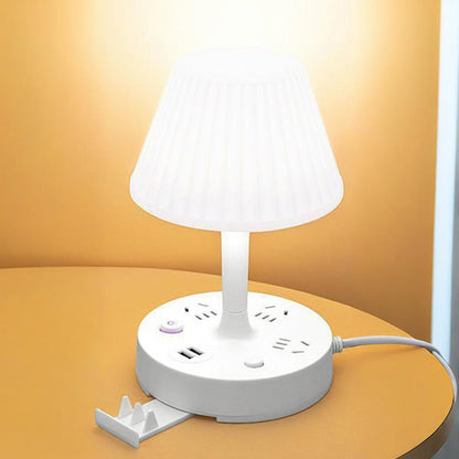 Tischleuchte mit USB-Anschluss und Steckdose