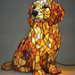 Farbblockierende LED-Tischlampe mit Welpenstatue