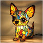 Farbblockierende LED-Tischlampe mit Welpenstatue