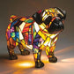 Farbblockierende LED-Tischlampe mit Welpenstatue