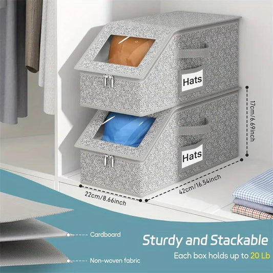 🧢 50 % RABATT! 🎉 Stapelbare Boxen für Mützen – transparent, modular und platzsparend ⚾📦