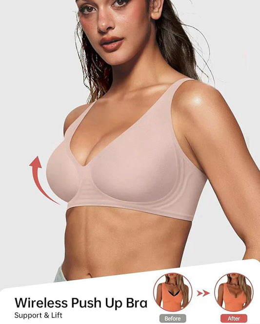 Nahtloser Push-up-BH mit tiefem V-Ausschnitt und ohne Bügel