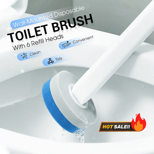 🔥Es verkauft sich schnell!🚽✨ An der Wand zu befestigende Einweg-Toilettenbürste (inklusive 6 austauschbaren Bürstenköpfen)