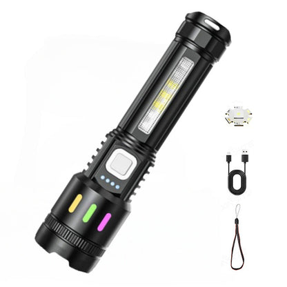 Multifunktionale Zoom-LED-Taschenlampe mit Leistungsanzeige