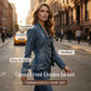 🧥 LIMITED-TIME 50% RABATT! ✨ Damen-Jeansjacke – Rüschenbesatz, Offenes Vorderteil, Leicht, Vielseitig ✨