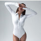 Houstonnd® Skinny-Body mit langen Ärmeln und Knopfdetail