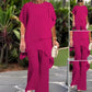 Damen-Zweiteiler: Charmantes asymmetrisches Top & Hose mit weitem Bein