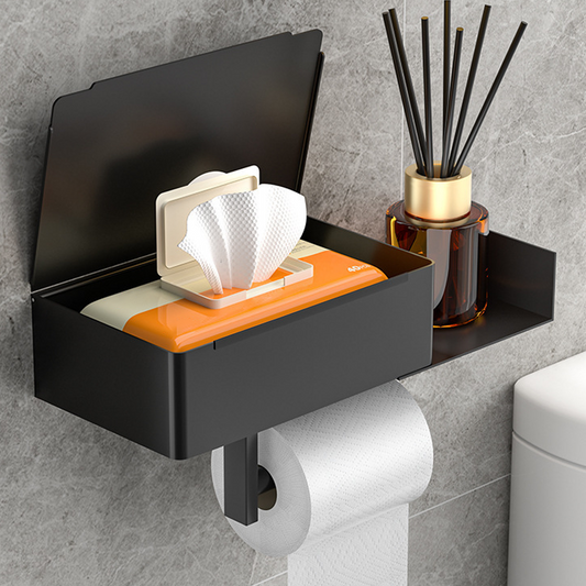 Toilettenpapierhalter mit Ablage und Ablagefach – Montage ohne Bohren