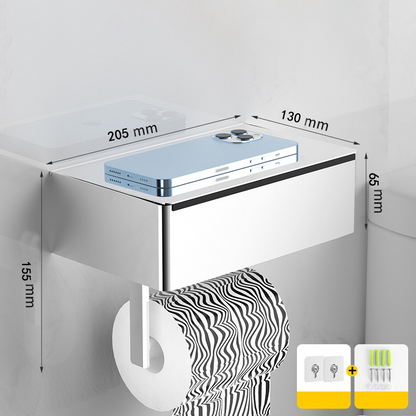 Toilettenpapierhalter mit Ablage und Ablagefach – Montage ohne Bohren