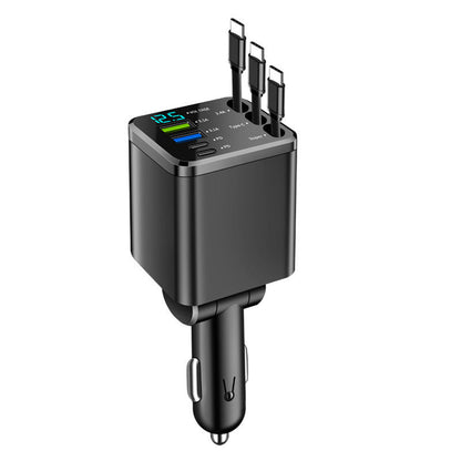 ⏳Zeitlich begrenztes Angebot: 50 % Rabatt⏰Schnelllade-Autoladegerät mit 7-in-1-Kabel, ausziehbarem Stecker und Spannungsanzeige – USB-C für Android & Lightning für Apple🔋📱