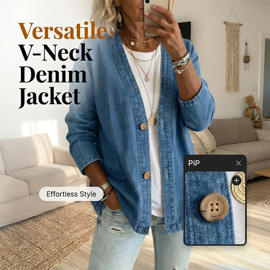 ⏳Zeitlich begrenztes Angebot: 50 % Rabatt⏰ Klassische Damen-Jeansjacke mit Knopfleiste🧥