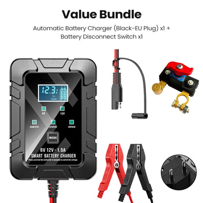 1,5 A 6 V/12 V Automatisches Batterieladegerät