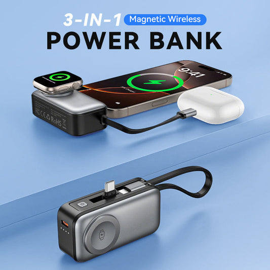 3-in-1 magnetische kabellose Powerbank