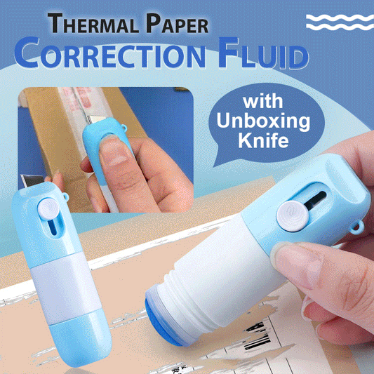 🎁Gönn dir was, beschenke andere 🔪 ✨ Thermopapier-Korrekturflüssigkeit mit Auspackmesser – 2-in-1 ✨