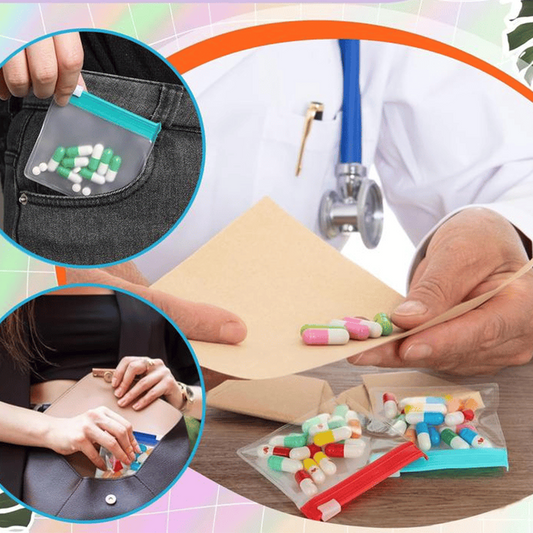 7 wiederverwendbare, transparente Pillenbeutel mit Schiebeverschluss