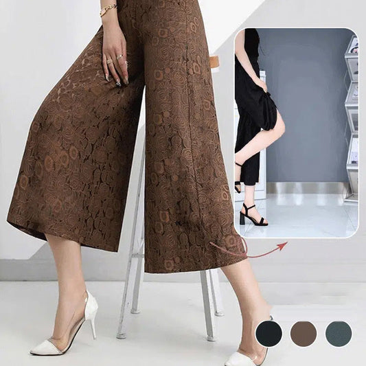 Lässige, atmungsaktive Damenhose mit hohem Bund und weitem Bein