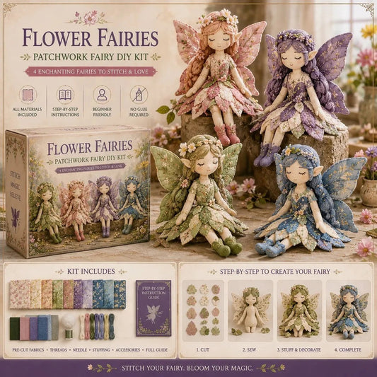 ❄️Sommerfrische 50 % Rabatt!✨Feen-Patchwork-DIY-Nähset – 4 bezaubernde Figuren zum Selbernähen, anfängerfreundlich ab 12 Jahren
