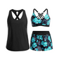 ⌛50 % RABATT FÜR BEGRENZTE ZEIT!👙Plus Size 3-teiliges Badeset – Tankini Top, Neckholder Bikini & Palmenprint Badeshorts, figurfreundlich für Strand & Pool