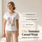 👚 LIMITIERTER 50% RABATT! Damen 2-teiliges Casual-Set für reifere Frauen – Kreuz-V-Ausschnitt Print-Shirt + 7/8 Cropped-Hose, weicher atmungsaktiver Stoff für Alltag, Yoga & Freizeit