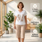 👚 LIMITIERTER 50% RABATT! Damen 2-teiliges Casual-Set für reifere Frauen – Kreuz-V-Ausschnitt Print-Shirt + 7/8 Cropped-Hose, weicher atmungsaktiver Stoff für Alltag, Yoga & Freizeit