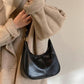 Klassische einfarbige Damen-Schultertasche mit Reißverschluss