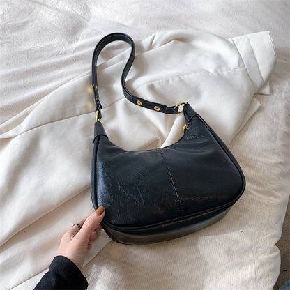Klassische einfarbige Damen-Schultertasche mit Reißverschluss