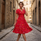 🌸 Blumiges V-Ausschnitt-Kleid mit Taillendrehung – elegant und lässig für jeden Anlass