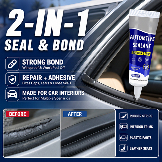 🚗Jetzt 50 % Rabatt! Autotür-Gummidichtungskleber – 2-in-1-Klebstoff zum Abdichten und Verbinden von Autoteilen, repariert Spalten, Risse und lose Verkleidungen an Gummileisten im Fahrzeuginnenraum.