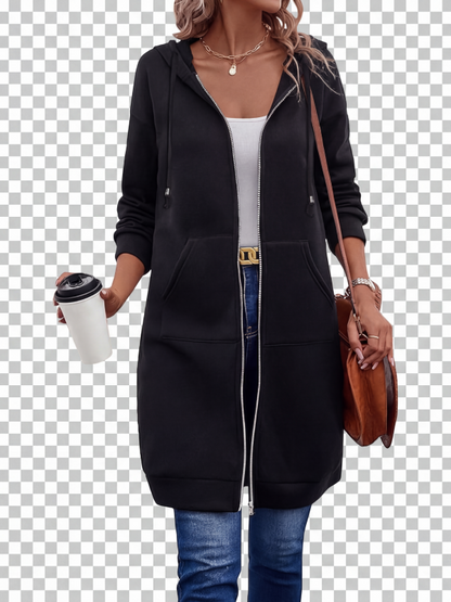 🔥✨Damen Fleece‑Kapuzenpullover mit Reißverschluss